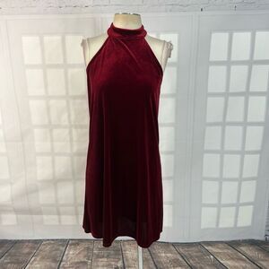 Veronica M Halter Neck Velvet Burgundy Cocktail Mini Dress Size S NWT